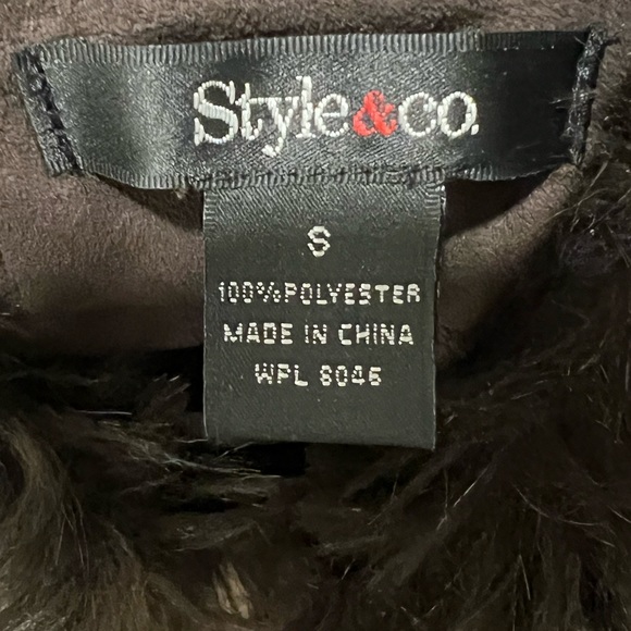 Style & Co Faux Suede/Fur Zip-Up Jacket - Picture 7 of 8